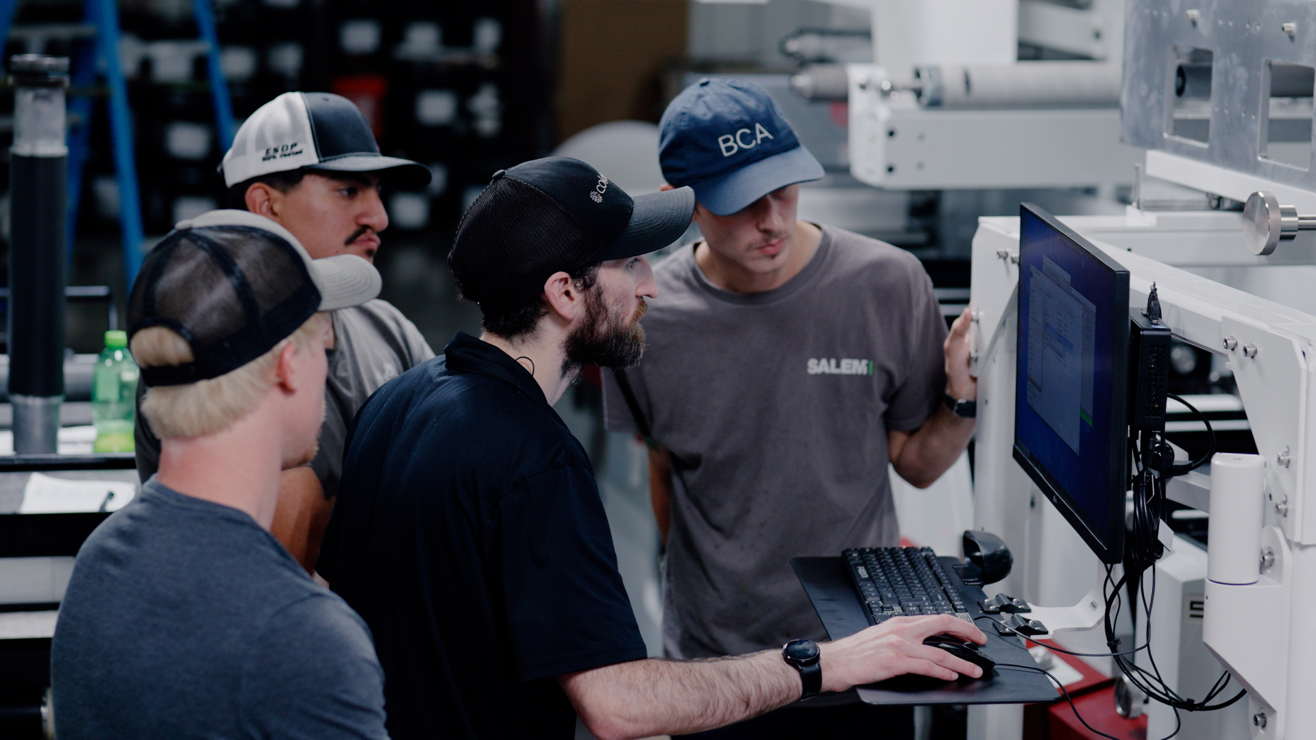 Application specialist evaluating printed samples