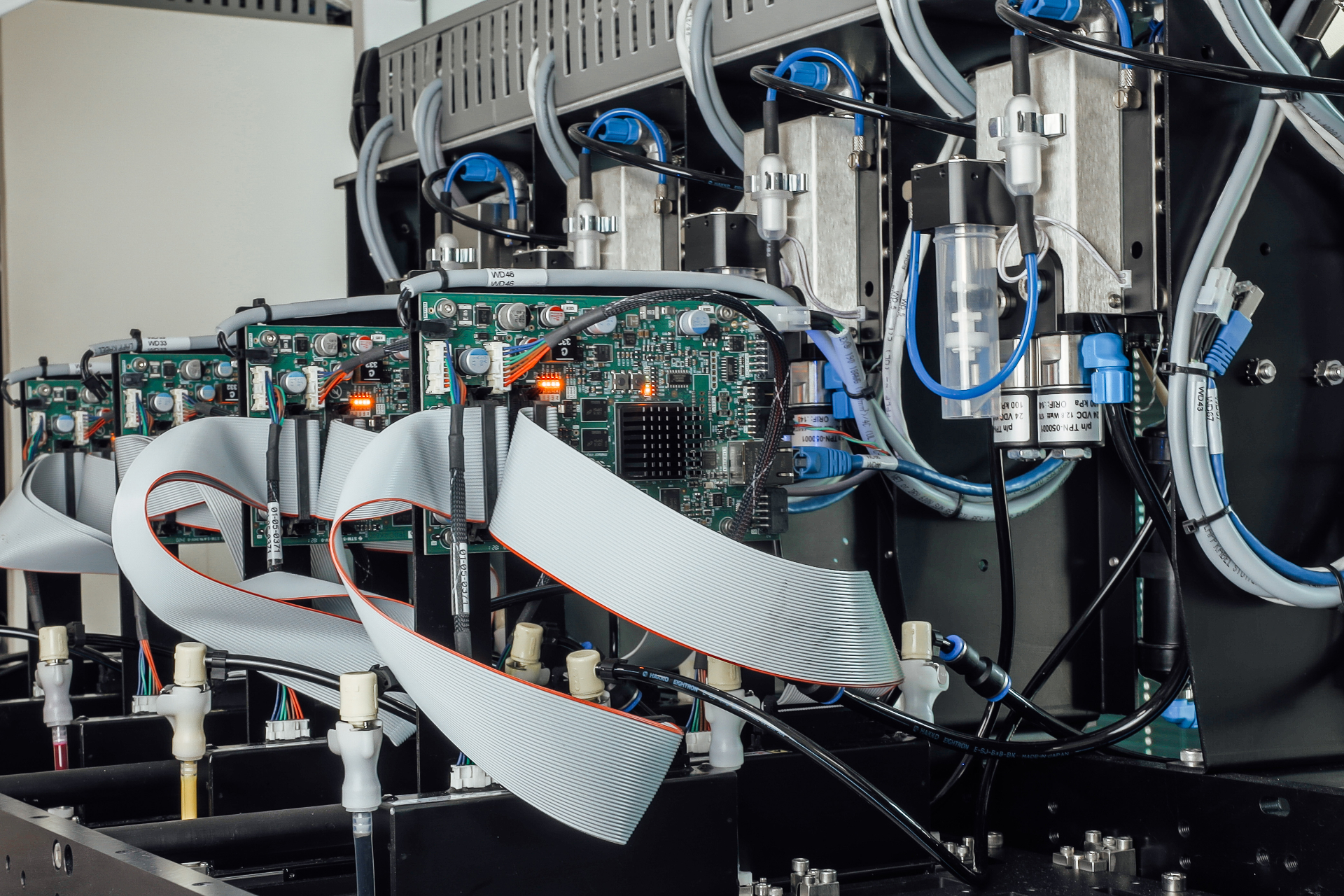 Close-up of Colordyne inkjet engine electronics and ink delivery system